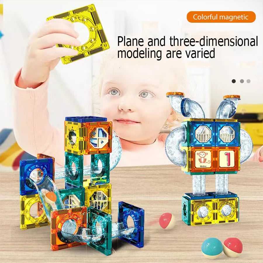 Juego de Bloques de Construcción Magnéticos de Tubería para Niños 73 Piezas